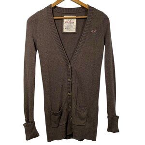 Vintage Y2K Hollister Cardigan Sweater Brown Sz M Fitted Angora Blend Bella Swan